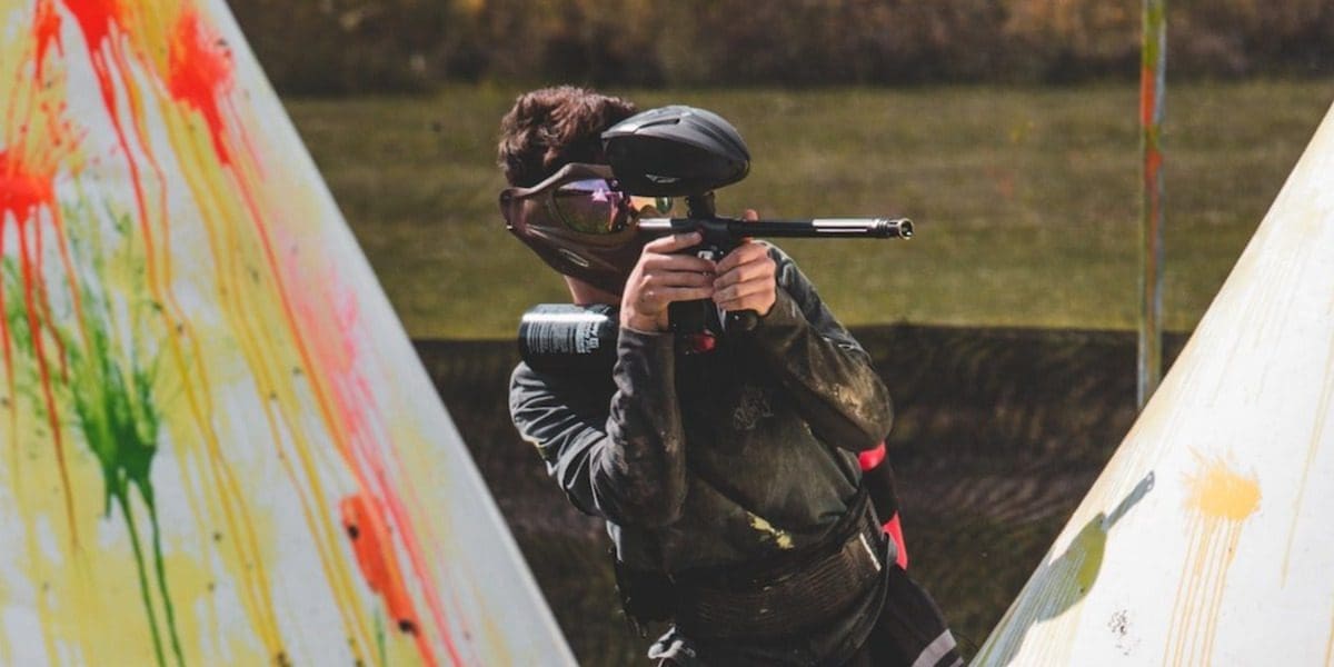 Paintball Player on Paintball Course